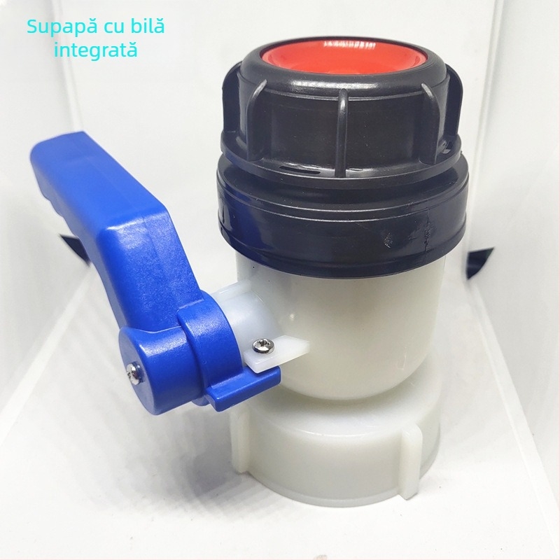 Supapă cu fluture pentru bidon IBC, DN50, rezistentă la acizi și baze, din plastic, 1–1.6 MPa