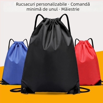 Geantă poliester cu șnur pentru promovare – rucsac cu șnur, imprimare logo disponibilă; metode de imprimare: transfer termic, serigrafie, offset