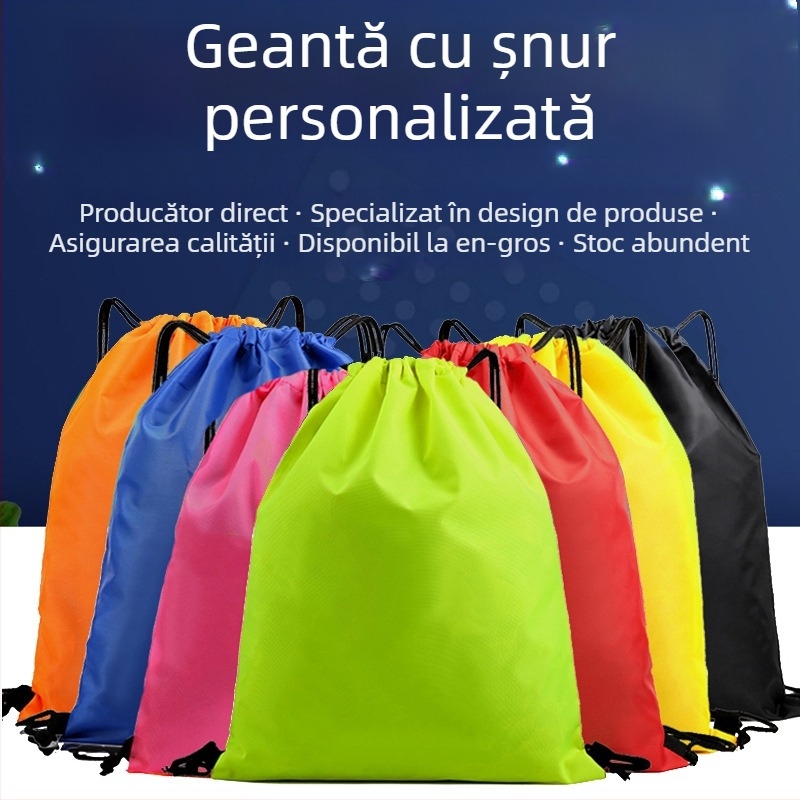Geantă poliester cu șnur pentru promovare – rucsac cu șnur, imprimare logo disponibilă; metode de imprimare: transfer termic, serigrafie, offset