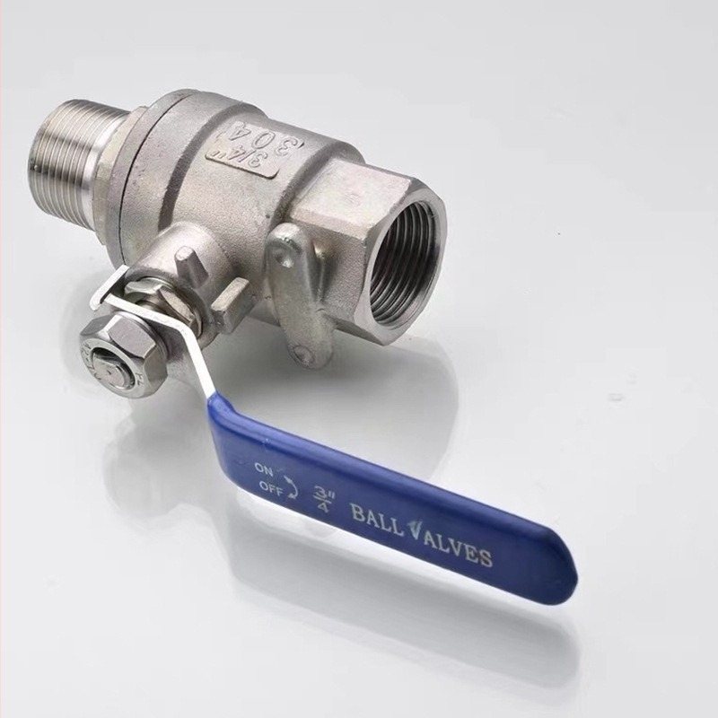 Valvă cu bilă din oțel inoxidabil, filet intern și extern, două piese, pentru apă, flux unic