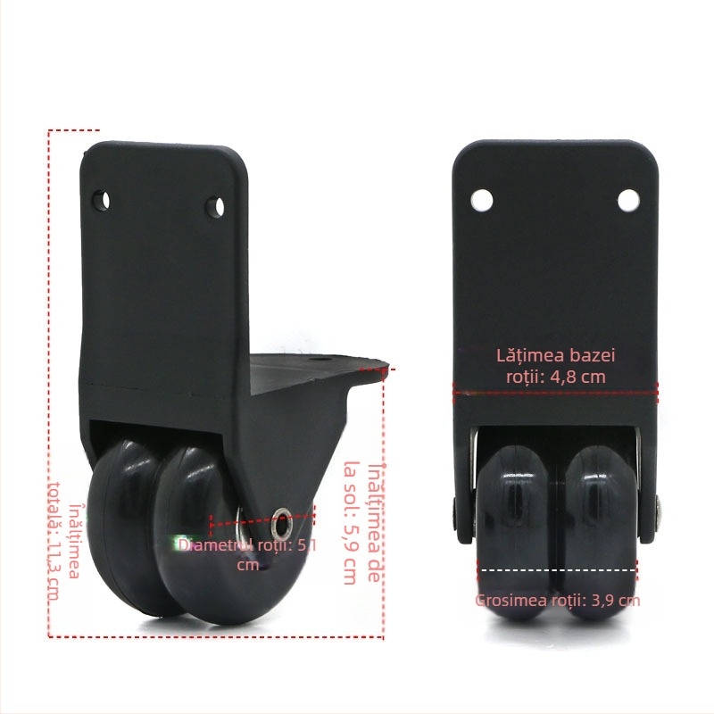 Shaper D026 role direcționale din plastic pentru accesorii de bagaje – nucleu PVC, roți cu unghi drept