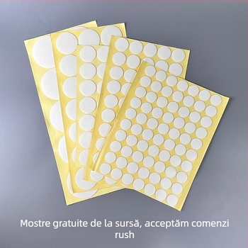 Padă circulară dublu adezivă, transparentă, din acril; bază acrilică, grosime 0,2–3 mm, pentru fixarea obiectelor mici