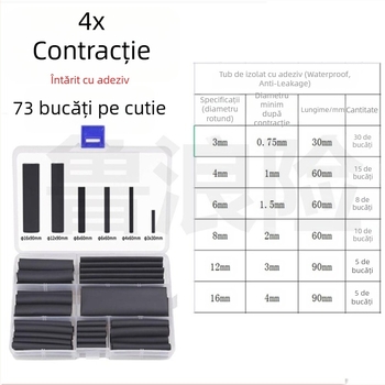 Tubă termorezistentă cu adeziv 4:1 pentru întreținere electrică, țevi pentru cabluri de date, 3x micșorare