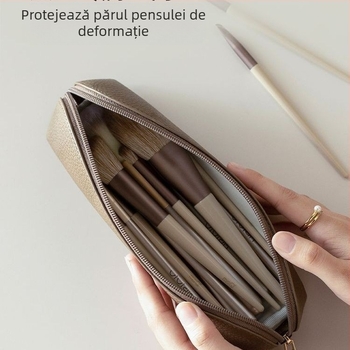 Geantă de toaletă pentru călătorii, spațiu pentru pensule de machiaj și produse cosmetice, formă cub PVC, stil japonez
