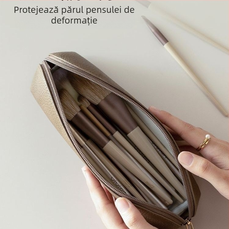 Geantă de toaletă pentru călătorii, spațiu pentru pensule de machiaj și produse cosmetice, formă cub PVC, stil japonez