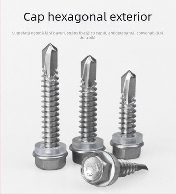Șurub din oțel inoxidabil 410 cu cap hex exterior, autofră și autoforaj dovetail, clasa 4, GB/T 15856.4-2002