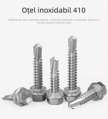 Șurub din oțel inoxidabil 410 cu cap hex exterior, autofră și autoforaj dovetail, clasa 4, GB/T 15856.4-2002