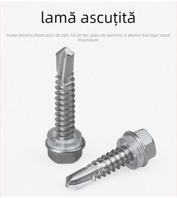Șurub din oțel inoxidabil 410 cu cap hex exterior, autofră și autoforaj dovetail, clasa 4, GB/T 15856.4-2002