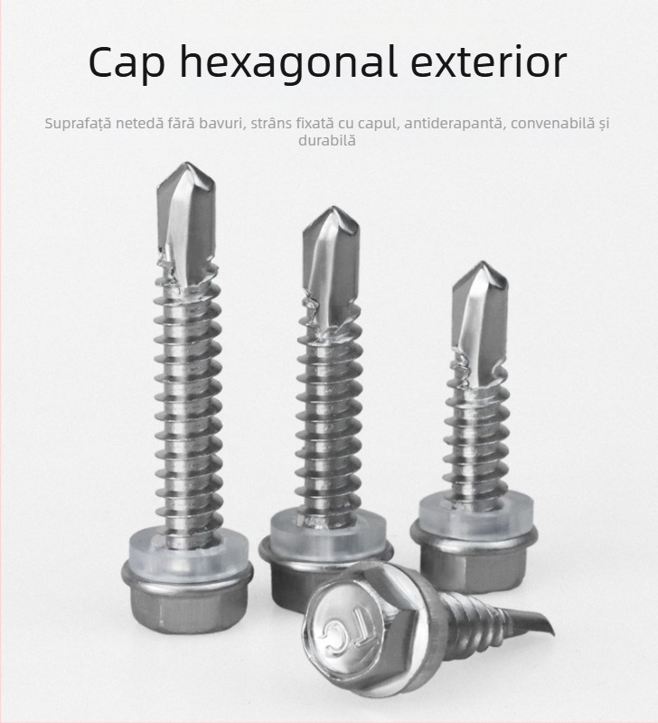 Șurub din oțel inoxidabil 410 cu cap hex exterior, autofră și autoforaj dovetail, clasa 4, GB/T 15856.4-2002