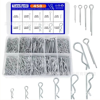 Set pini split, 458 bucăți, din oțel inoxidabil (drept și tip R) și din oțel galvanizat, marca Shangpinxuan, GB97