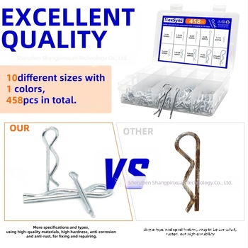 Set pini split, 458 bucăți, din oțel inoxidabil (drept și tip R) și din oțel galvanizat, marca Shangpinxuan, GB97