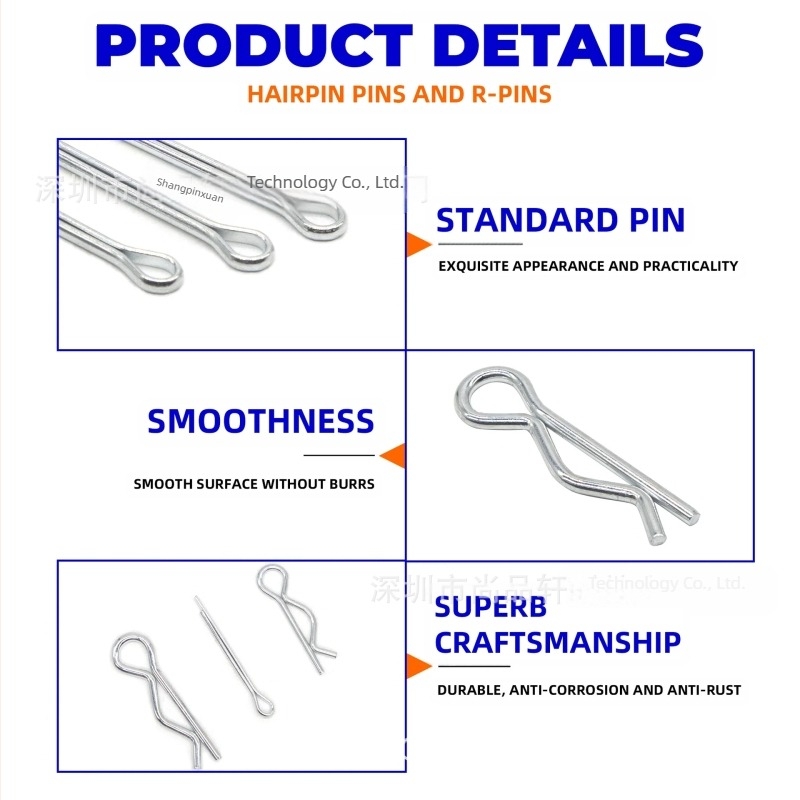 Set pini split, 458 bucăți, din oțel inoxidabil (drept și tip R) și din oțel galvanizat, marca Shangpinxuan, GB97