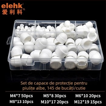 Capace din plastic pentru șuruburi hex, set 145 bucăți, în cutie mică, protecție pentru piulițe