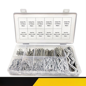 Set pini de tip R și elemente de fixare tip hairpin, oțel galvanizat, 250 buc.