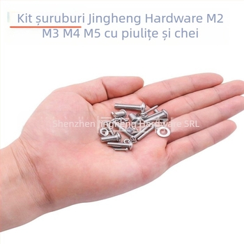 1220 bucăți din oțel inoxidabil 304: șuruburi cu cap rotund și șa interior hexagonal, piulițe și șaibe plate, în cutie. Standard A2-7380-35; Brand Jing Heng