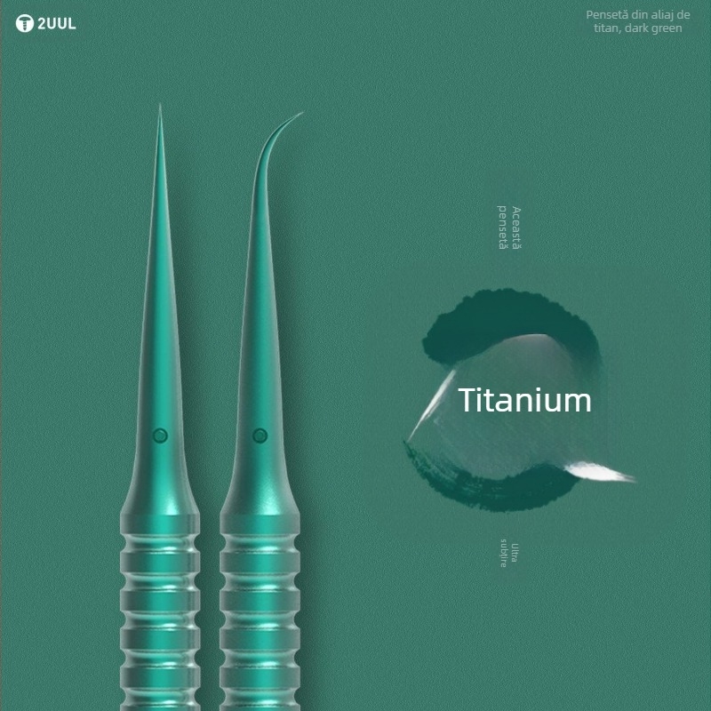 2UUL Clește de reparat telefoane din aliaj de titan – vârf ascuțit, drept sau curbat, lustruit manual, foarte dur