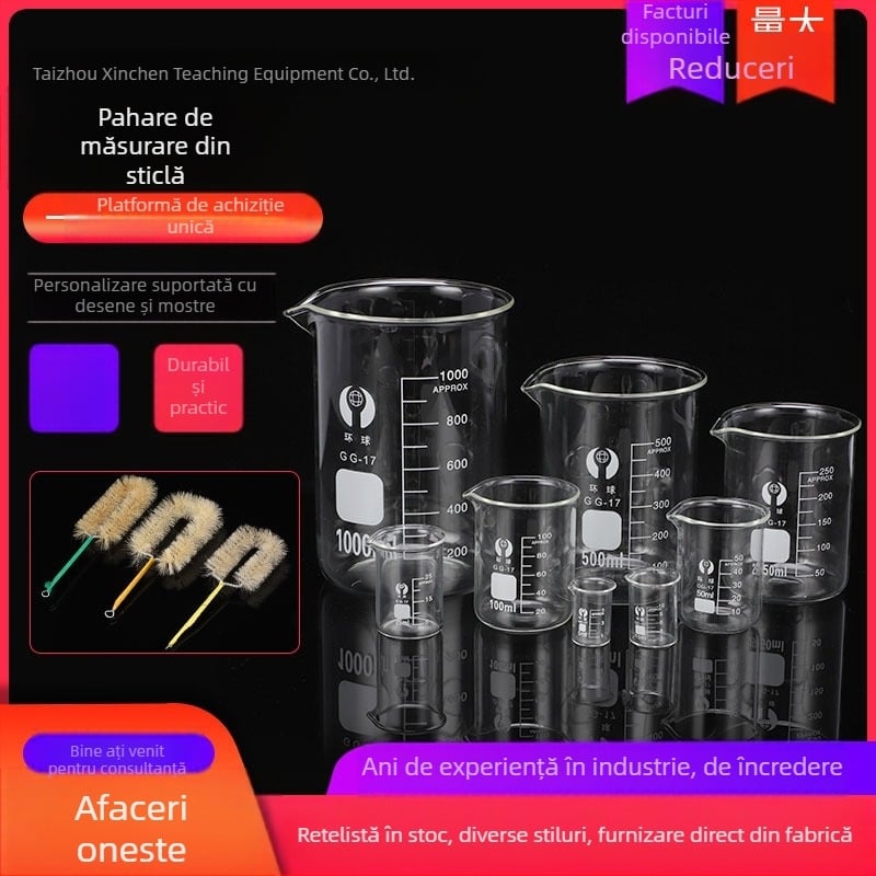 Pahar de laborator din borosilicat, sticlă de măsurare, 25–500 ml