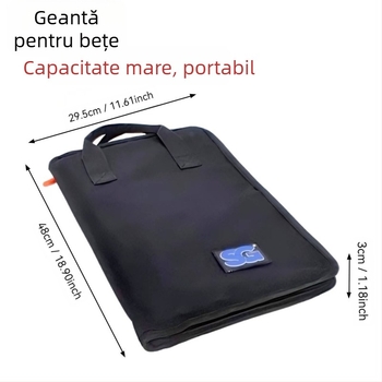 Geantă pentru bețe de tobe, design rucsac, poliester, curea cu pernă de aer, unisex