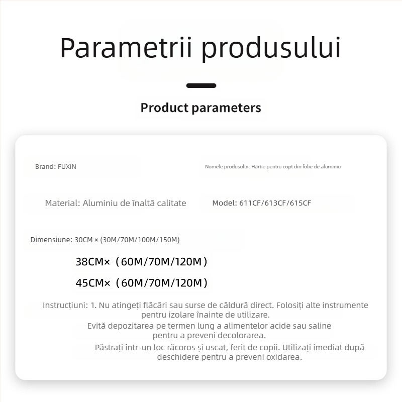 Chao Xin rulă de folie de aluminiu, îngroșată, pentru coacere și grătar, 15/18/20 μm, sigură pentru microunde, cutie cu 6 role
