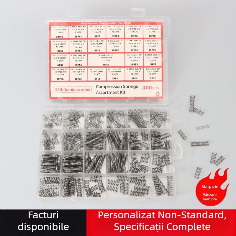 Set de arcuri de compresie din oțel inoxidabil 304, 300 bucăți