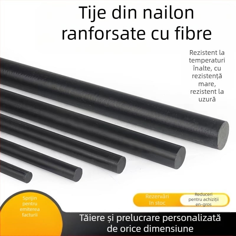 Bară de nailon PA66+GF30 întărită, cu fibre PA6, rezistență ridicată la uzură
