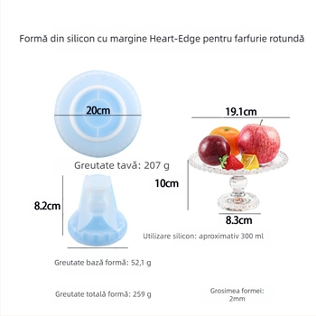 Formă din silicon pentru platou circular de fructe, margine în formă de inimă, pentru coacere (silicon; formă de copt/tort)