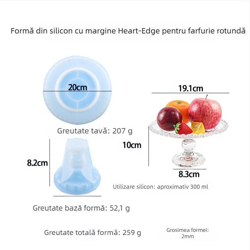 Formă din silicon pentru platou circular de fructe, margine în formă de inimă, pentru coacere (silicon; formă de copt/tort)