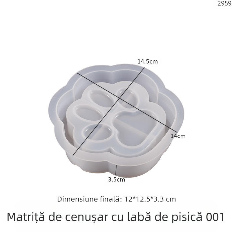 Formă din silicon pentru rășină – cenușar în formă de labă de pisică și cutie de depozitare, formă neregulată, personalizabilă