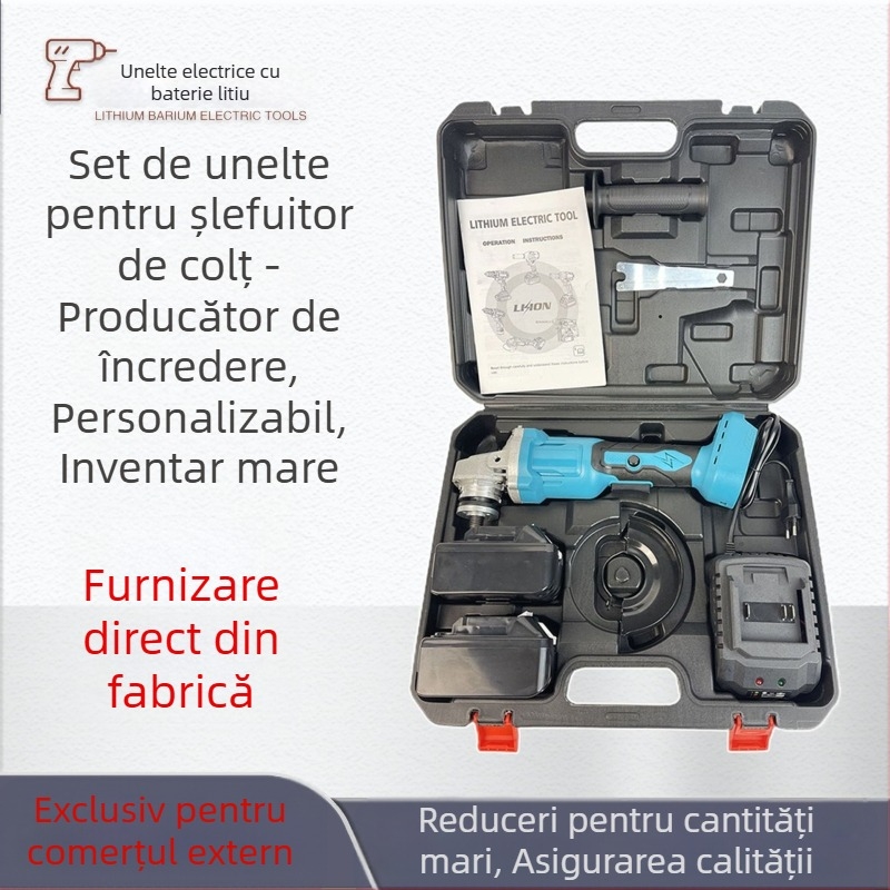 Rockita șlefuitor unghiular fără cablu, fără peri, 21V, model 404, cu accesorii