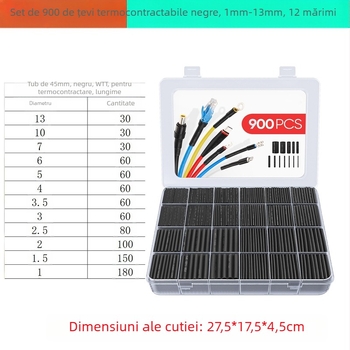 Set tuburi termocontractibile, 900 buc., raport 2:1, poliolefin ignifug VM-1, certificat ROHS