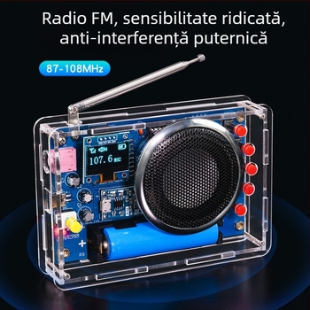 Kit de asamblare radio cu afișaj OLED – circuit FM reîncărcabil pentru proiecte DIY