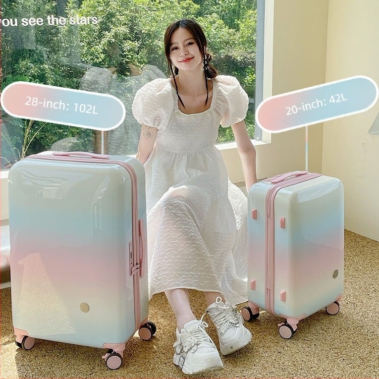 Valiză PC pentru bagaj de mână destinat femeilor, ultraușoară, cu lacăt TSA, roți universale, compartiment uscat-umed