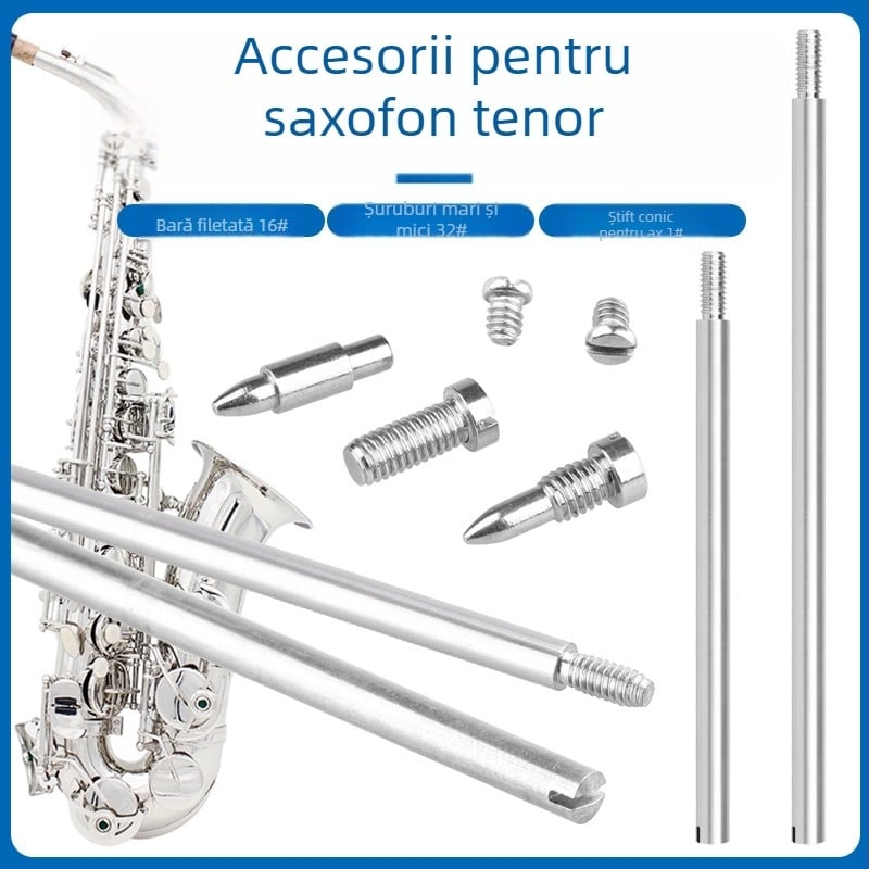 Set de unelte pentru reparații saxofon W21 — oțel de unelte, 16 axe filetate, 32 șuruburi, 1 știft conic, în pungă OPP