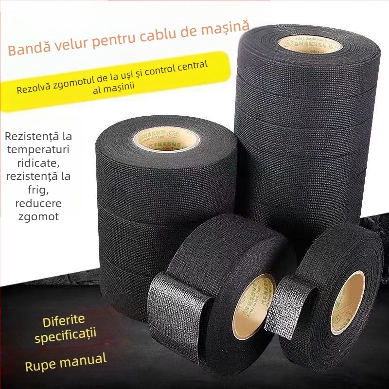 Bandă izolatoare pentru cablurile auto cu flanelă, rezistentă la temperaturi, uzură, ignifugă, izolare fonică, bază de polipropilenă (BOPP)