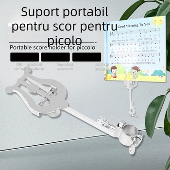 Stativ pentru note pentru piccolo – portabil, cu manetă reglabilă, material: fier, model: ZJ-12, ambalaj: pungă OPP