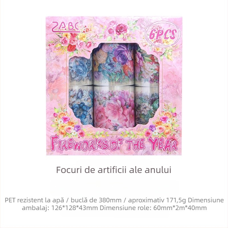 Set PET transparent pentru jurnal DIY cu flori imprimate și autocolante în stil modern minimalist