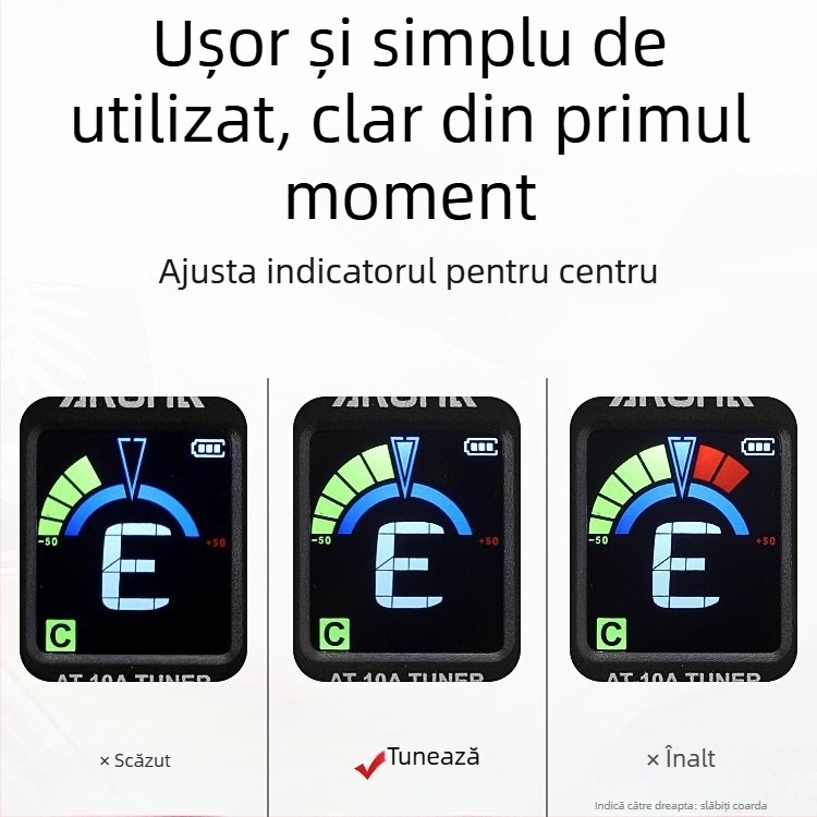 Tuner electronic Arnold AT-10A pentru chitare, viori și ukulele