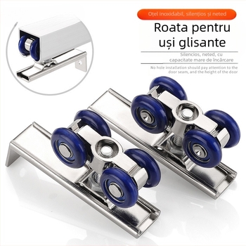 Roată-pulie din lemn pentru uși glisante de dulap — ușoară, silențioasă, cu ghidaj pe șină