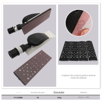 Set de 5 panouri poroase de vid pentru șlefuire manuală (inclus 4 nuclee de schimb) – nailon