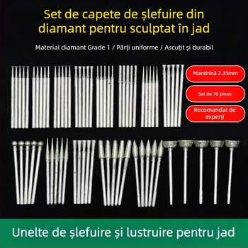 Set de unelte pentru sculptură în jad cu capete diamantate | Brand Ming Hao; Model: Carving needle suit; Material: Diamant; Domeniu: Sculptură jad