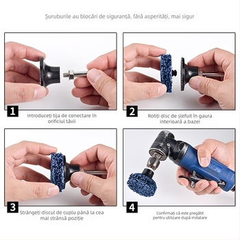 Set discuri pentru șlefuire cu sistem de schimb rapid și tavă dublă; corp din nylon; conexiune TR; abraziv brun corund