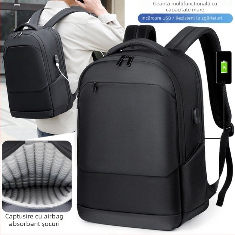 Rucsac pentru laptop de afaceri 20-35L, material Oxford, impermeabil, compartiment pentru laptop de 14 inch, curele curbate