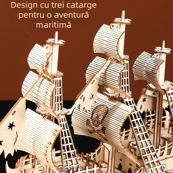 Puzzle 3D din lemn – model Dutchman, jucărie DIY educativă pentru 7–14 ani, fabricat în Zhejiang
