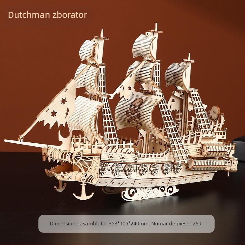 Puzzle 3D din lemn – model Dutchman, jucărie DIY educativă pentru 7–14 ani, fabricat în Zhejiang