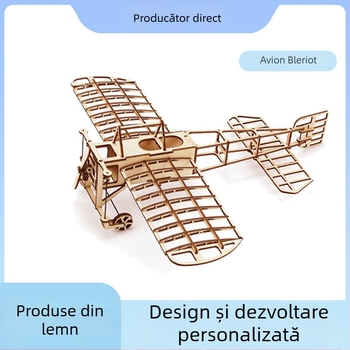 Model de avion din lemn - puzzle 3D DIY, personalizabil după desene, pentru vârsta 15-35