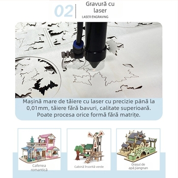 Model de avion din lemn - puzzle 3D DIY, personalizabil după desene, pentru vârsta 15-35