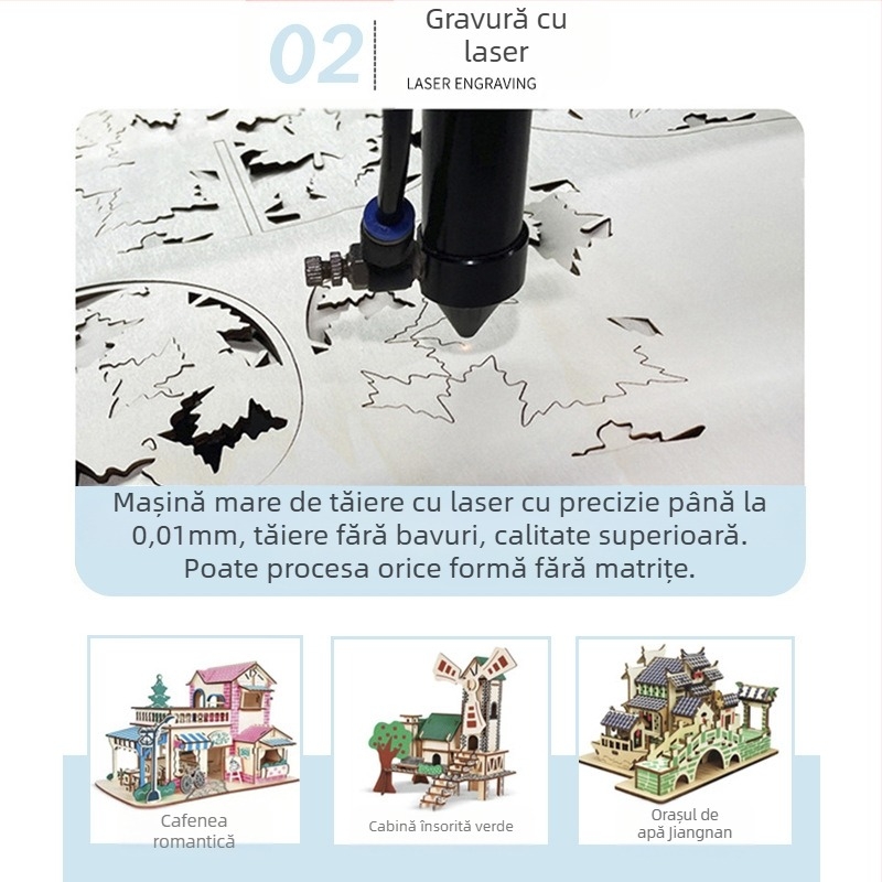 Model de avion din lemn - puzzle 3D DIY, personalizabil după desene, pentru vârsta 15-35
