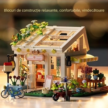 Set blocuri din ABS – design Casă cu Grădină Însorită cu Flori – LEGO Compatibil – 800+ piese