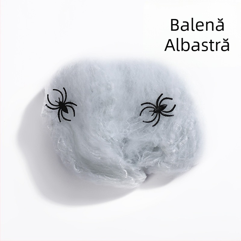 Decorațiune de Halloween: plasă de păianjen din material textil, fir elastic de păianjen, păianjen din bumbac pentru casa bântuită