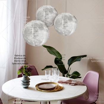Fanar de hârtie cu tema Lună și Planetă, lucrat manual, formă rotundă, decor DIY pentru petreceri ale copiilor și decorul clasei